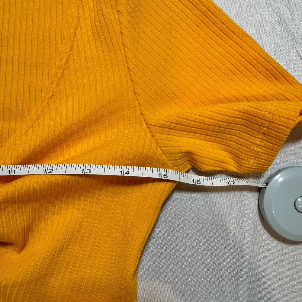 Urban Outfitters Mustard Yellow Ribbed Tie-Front Crop Top Women's Small Festival - Picture 13 of 14